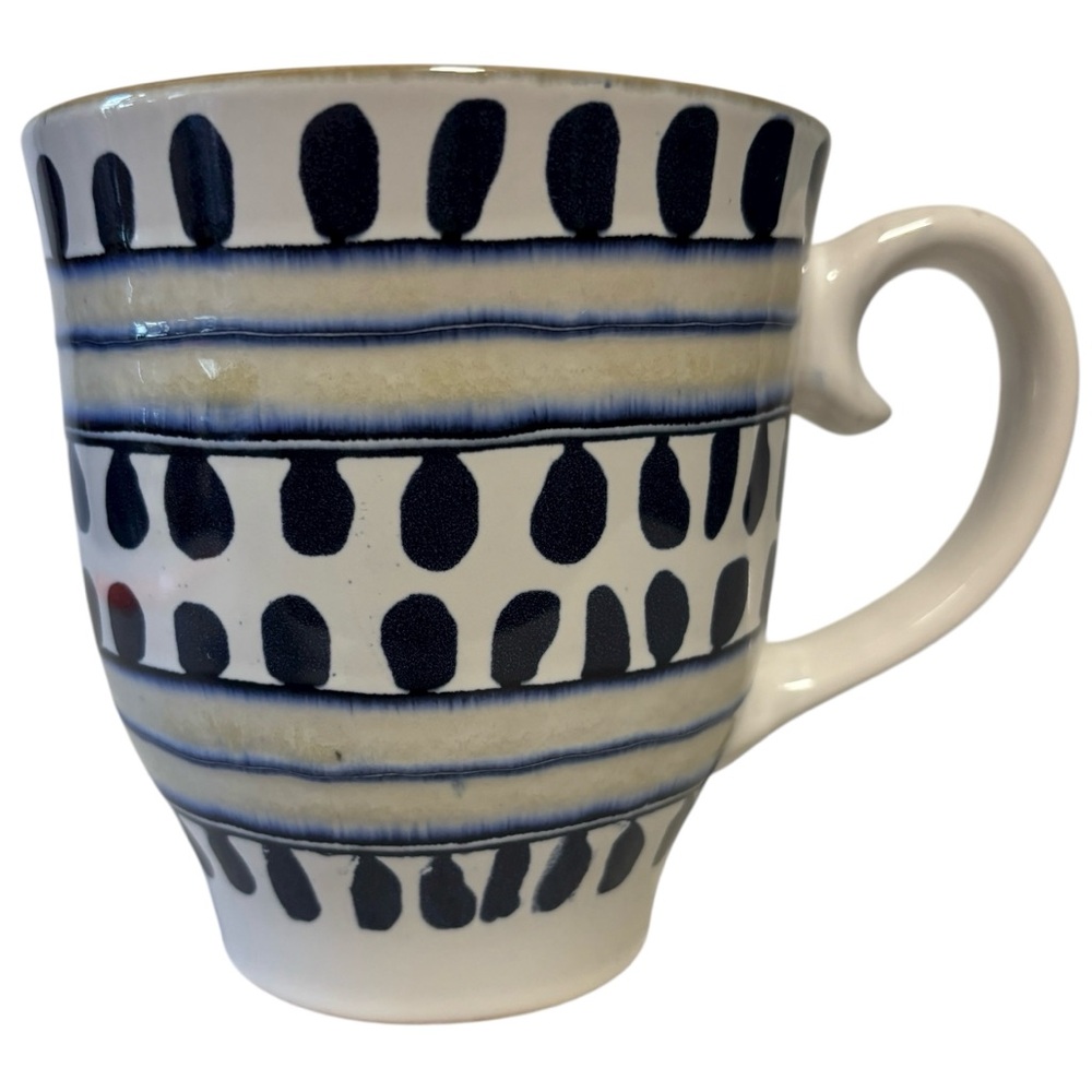 Spectrum Designz Boho Lg Coffee Mug blue white black EUC